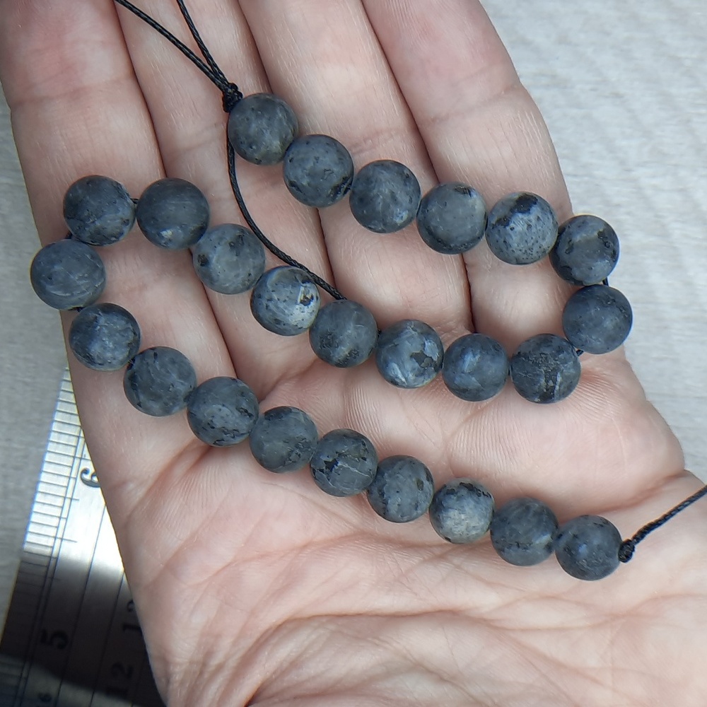 #12- 8mm Matte Larvikite 8in Strand